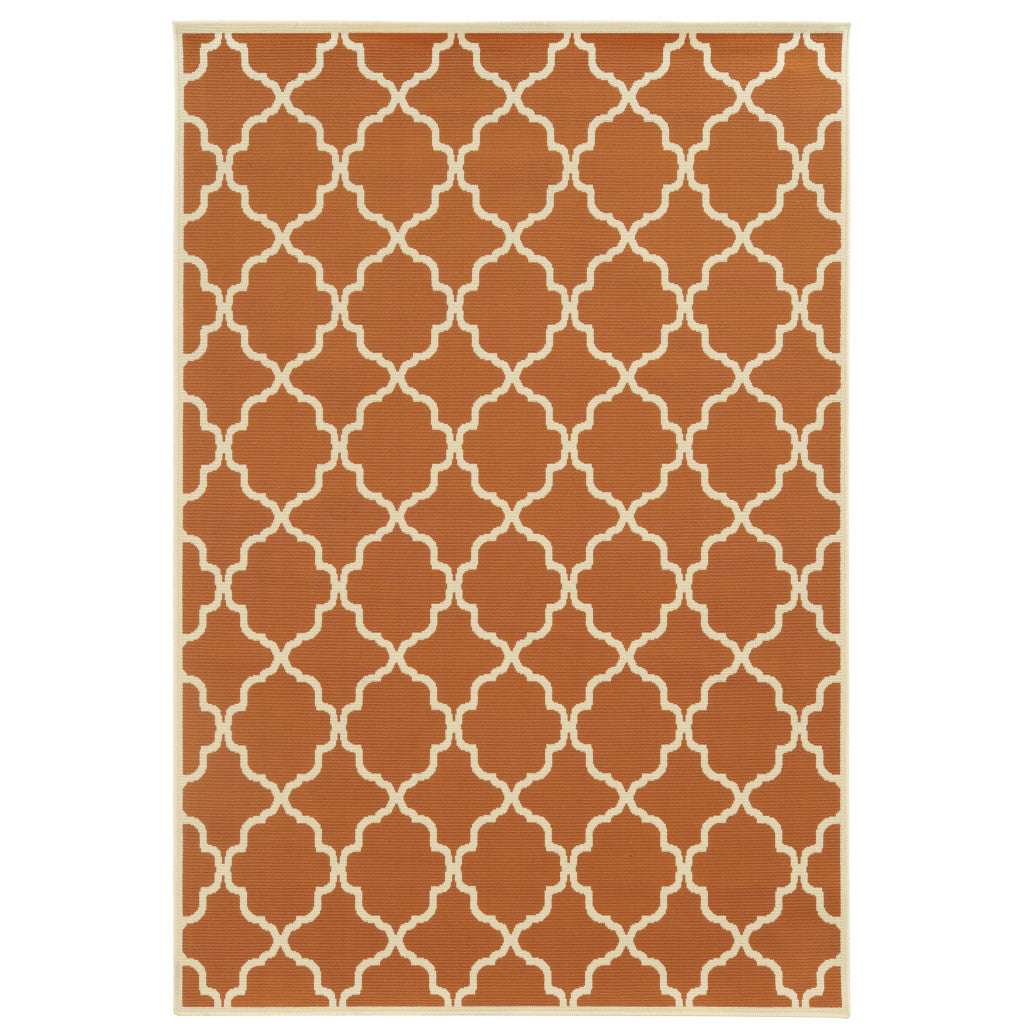 3' X 5' Orange Geometric Stain Resistant Indoor Outdoor Area Rug