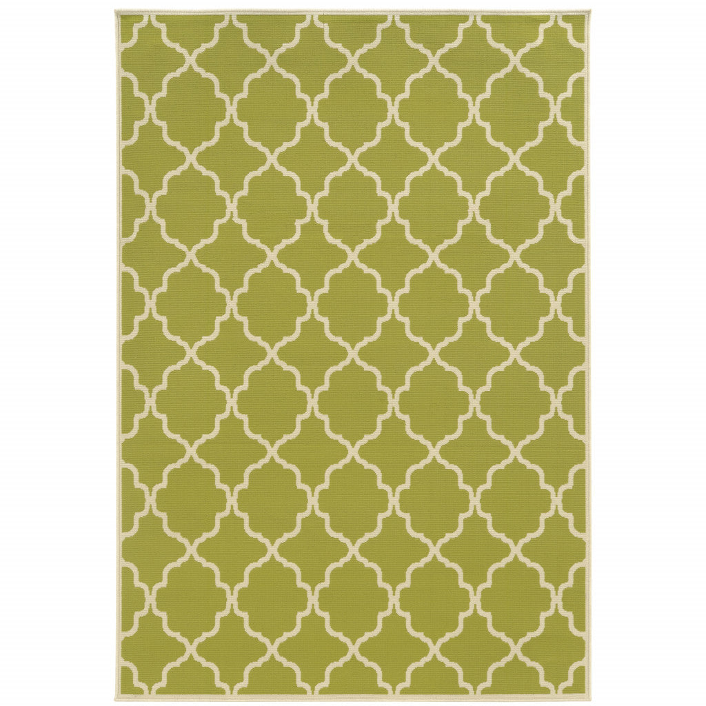 3' X 5' Green Geometric Stain Resistant Indoor Outdoor Area Rug