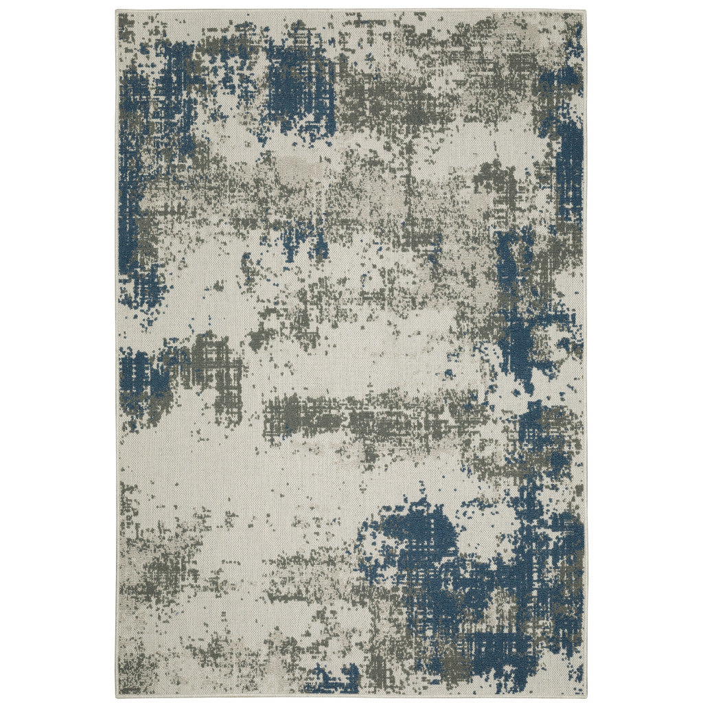 3' X 5' Beige Abstract Stain Resistant Indoor Outdoor Area Rug