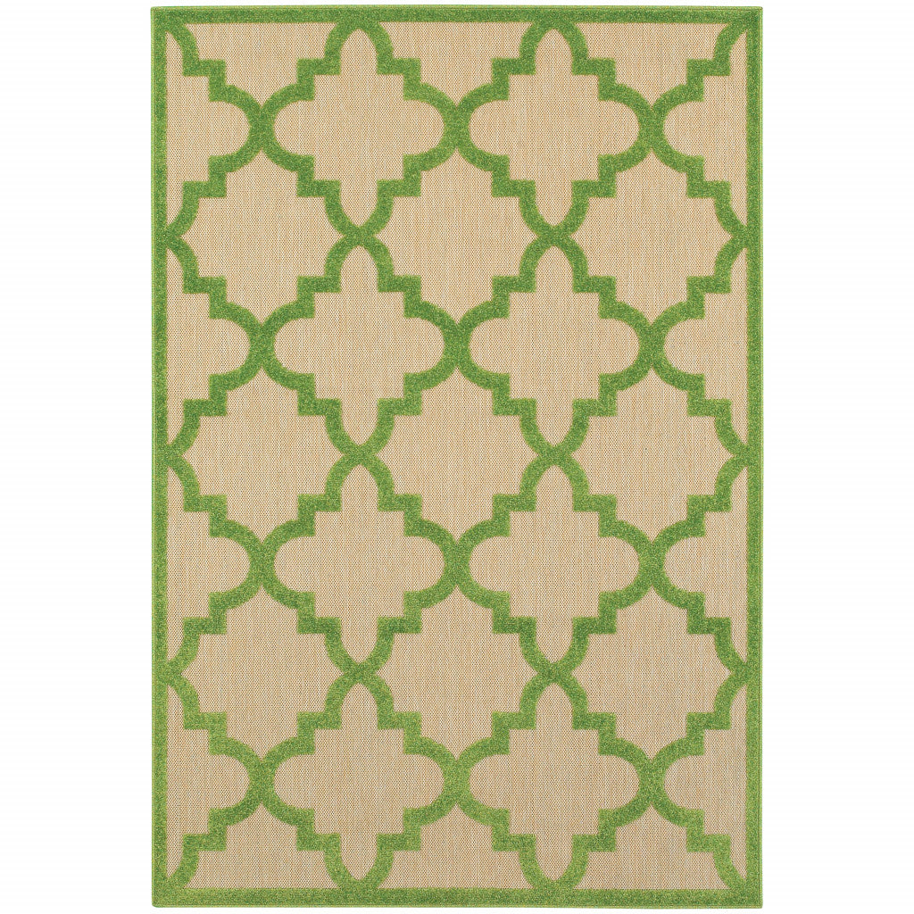 2' X 4' Sand Geometric Stain Resistant Indoor Outdoor Area Rug