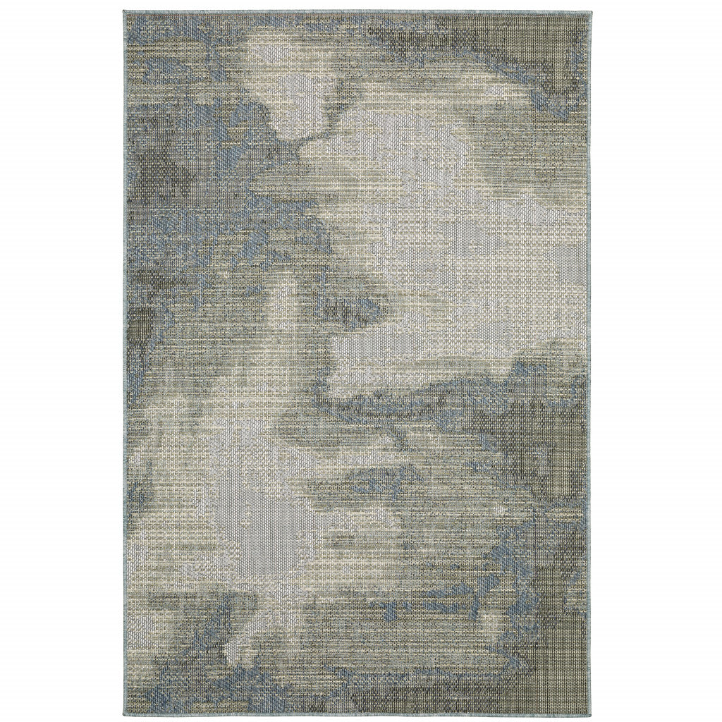 3' X 5' Grey Abstract Stain Resistant Indoor Outdoor Area Rug