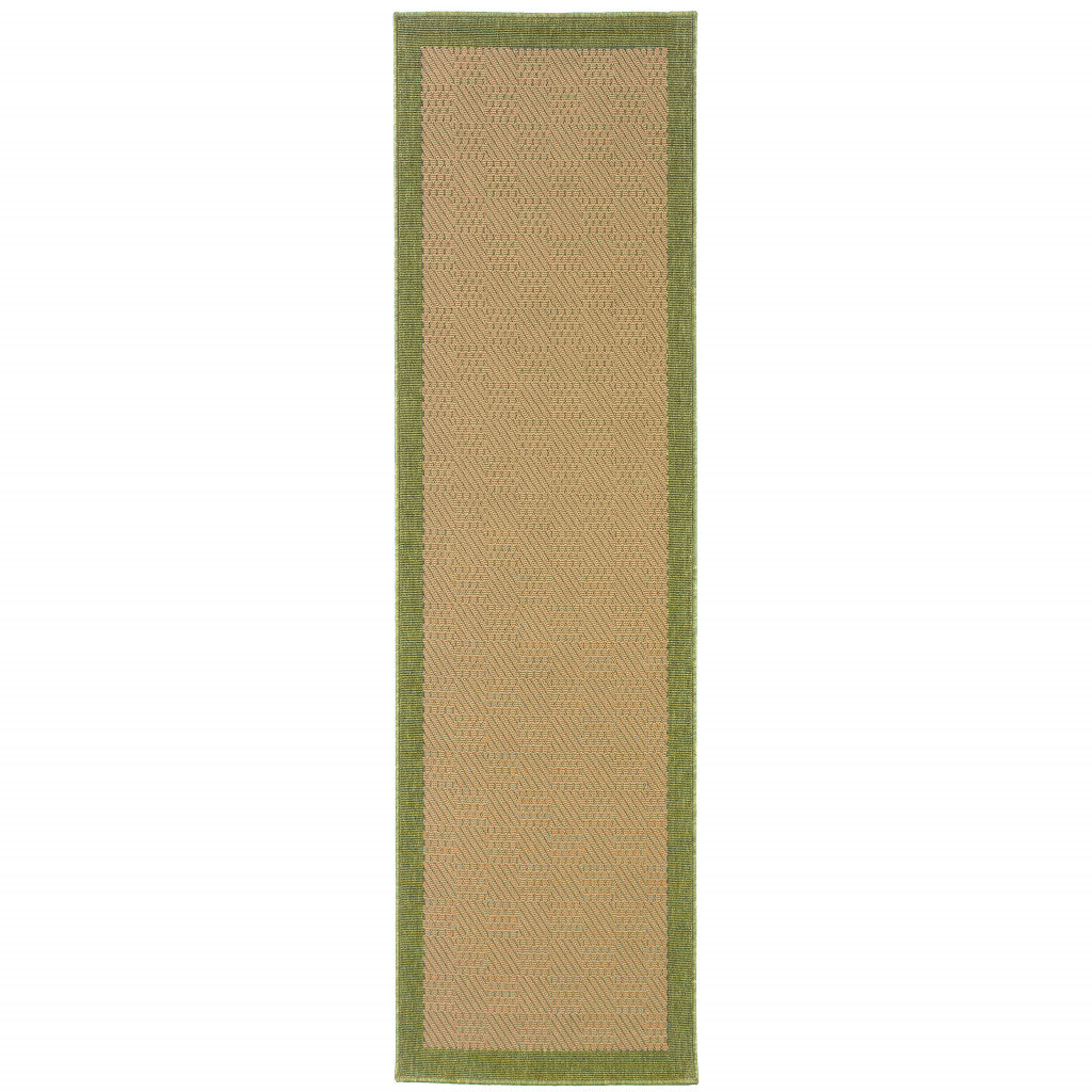 2' X 8' Beige Stain Resistant Indoor Outdoor Area Rug