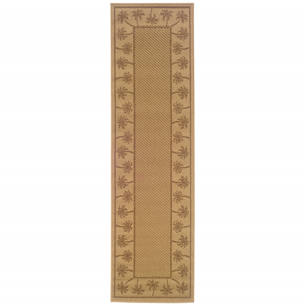 2' X 8' Beige Stain Resistant Indoor Outdoor Area Rug