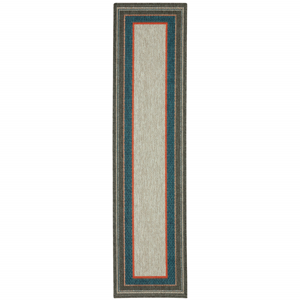 2' X 8' Grey Stain Resistant Indoor Outdoor Area Rug