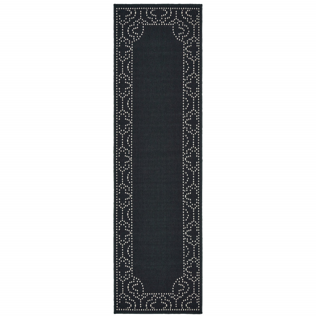 2' X 8' Black Stain Resistant Indoor Outdoor Area Rug