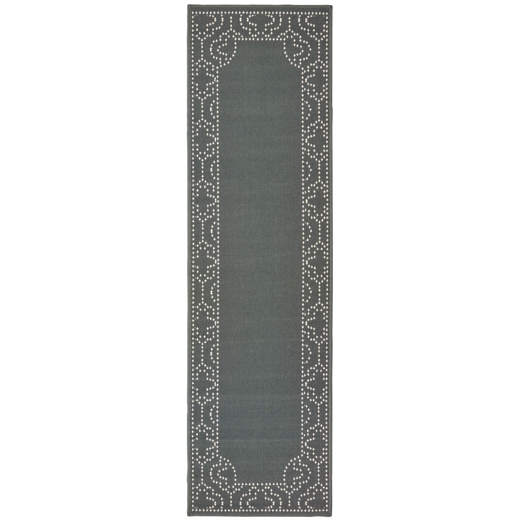 2' X 8' Grey Stain Resistant Indoor Outdoor Area Rug