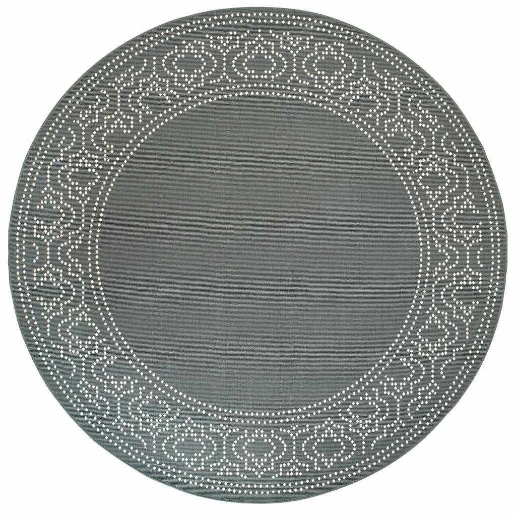 8' Round Grey Round Stain Resistant Indoor Outdoor Area Rug