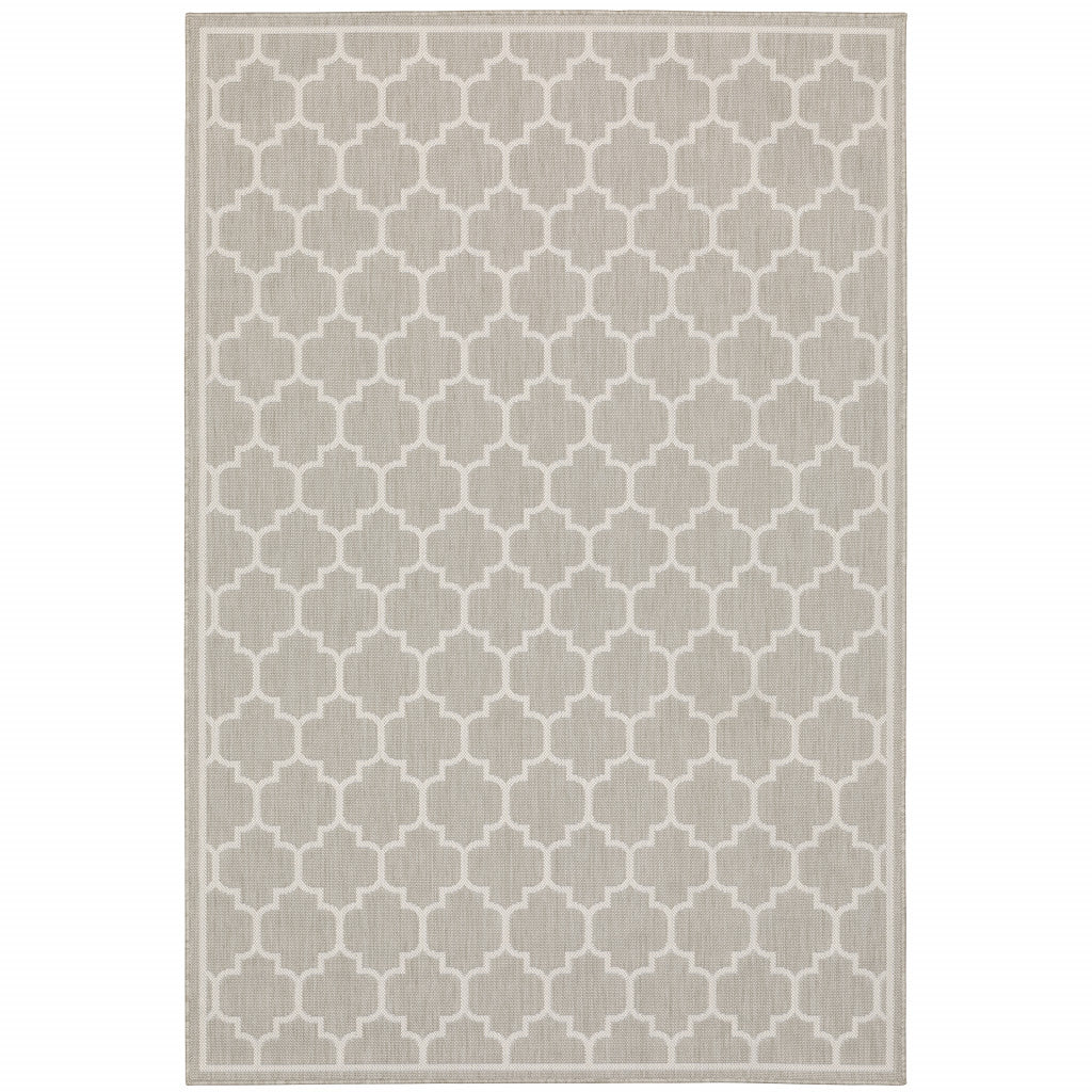 3' X 5' Grey Geometric Stain Resistant Indoor Outdoor Area Rug