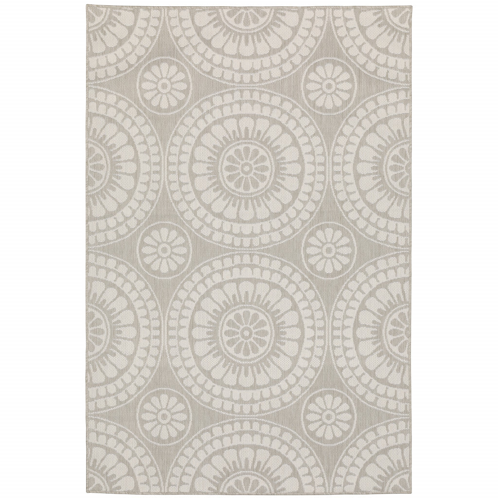 3' X 5' Grey Geometric Stain Resistant Indoor Outdoor Area Rug