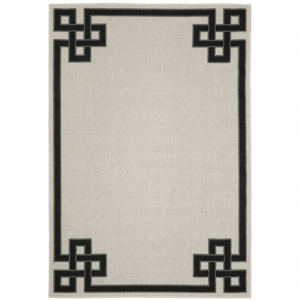 5' X 7' Beige Stain Resistant Indoor Outdoor Area Rug