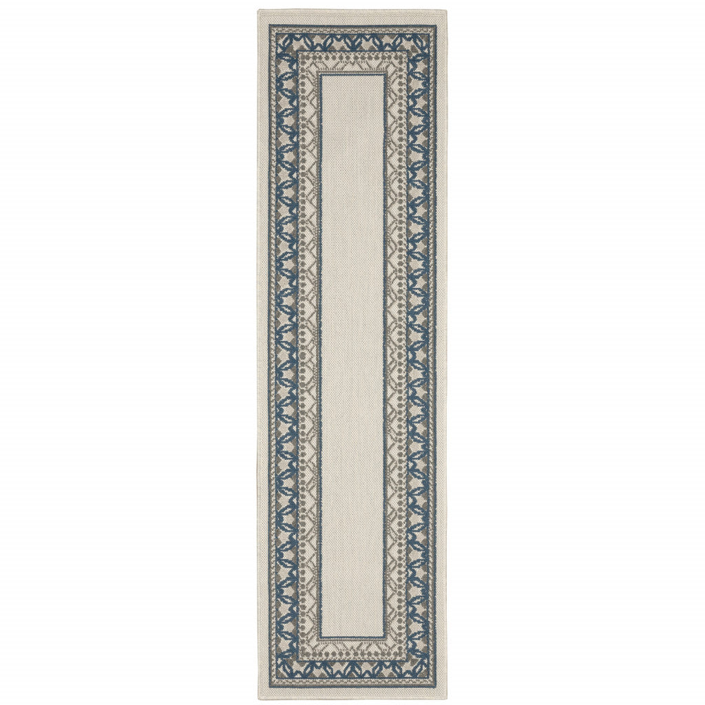 2' X 7' Beige Stain Resistant Indoor Outdoor Area Rug