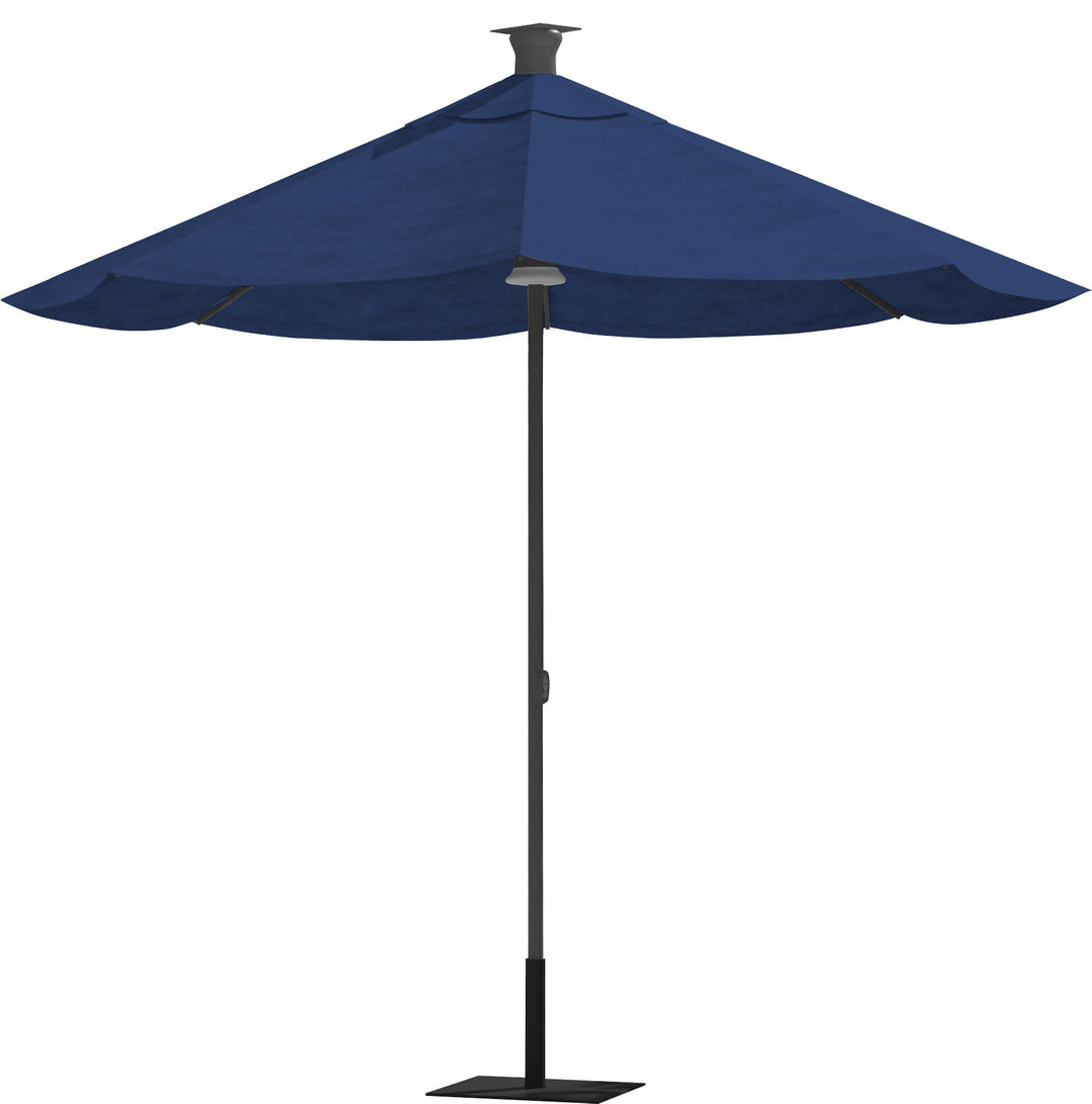 9' Blue Sunbrella Octagonal Lighted Market Patio Umbrella with USB and Solar