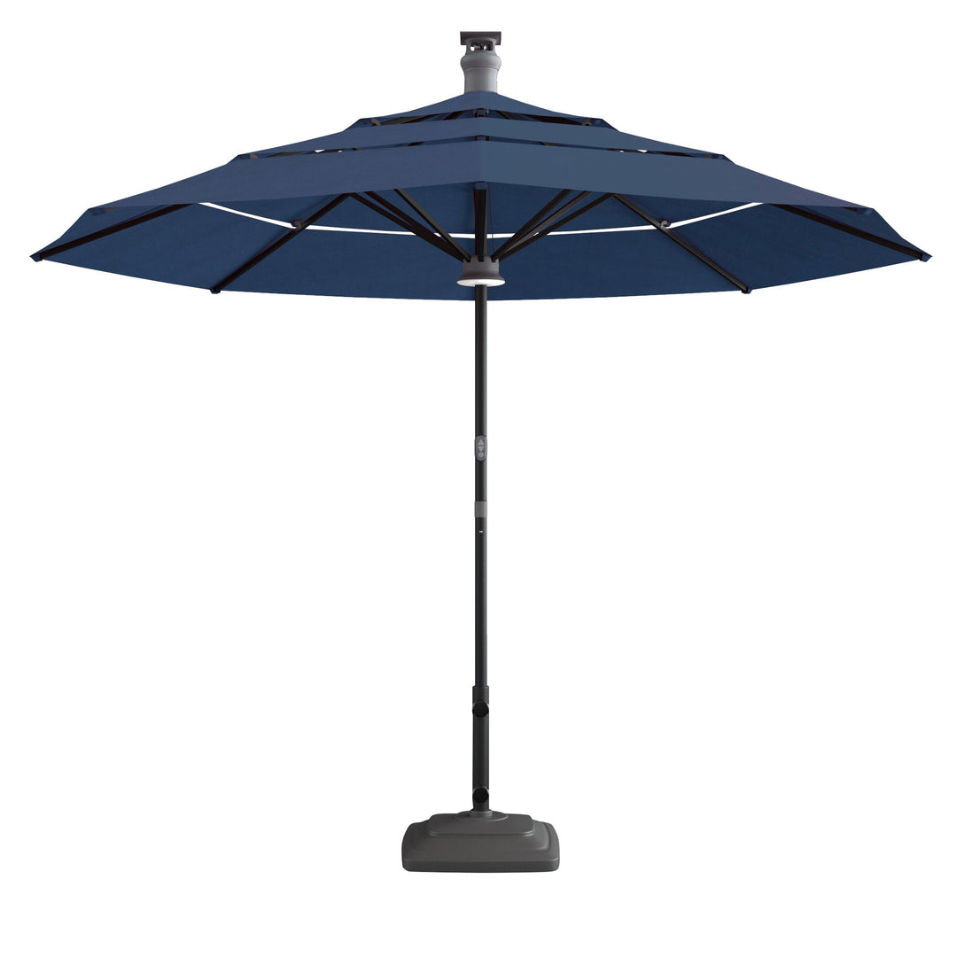 11' Blue Sunbrella Octagonal Lighted Smart Market Patio Umbrella