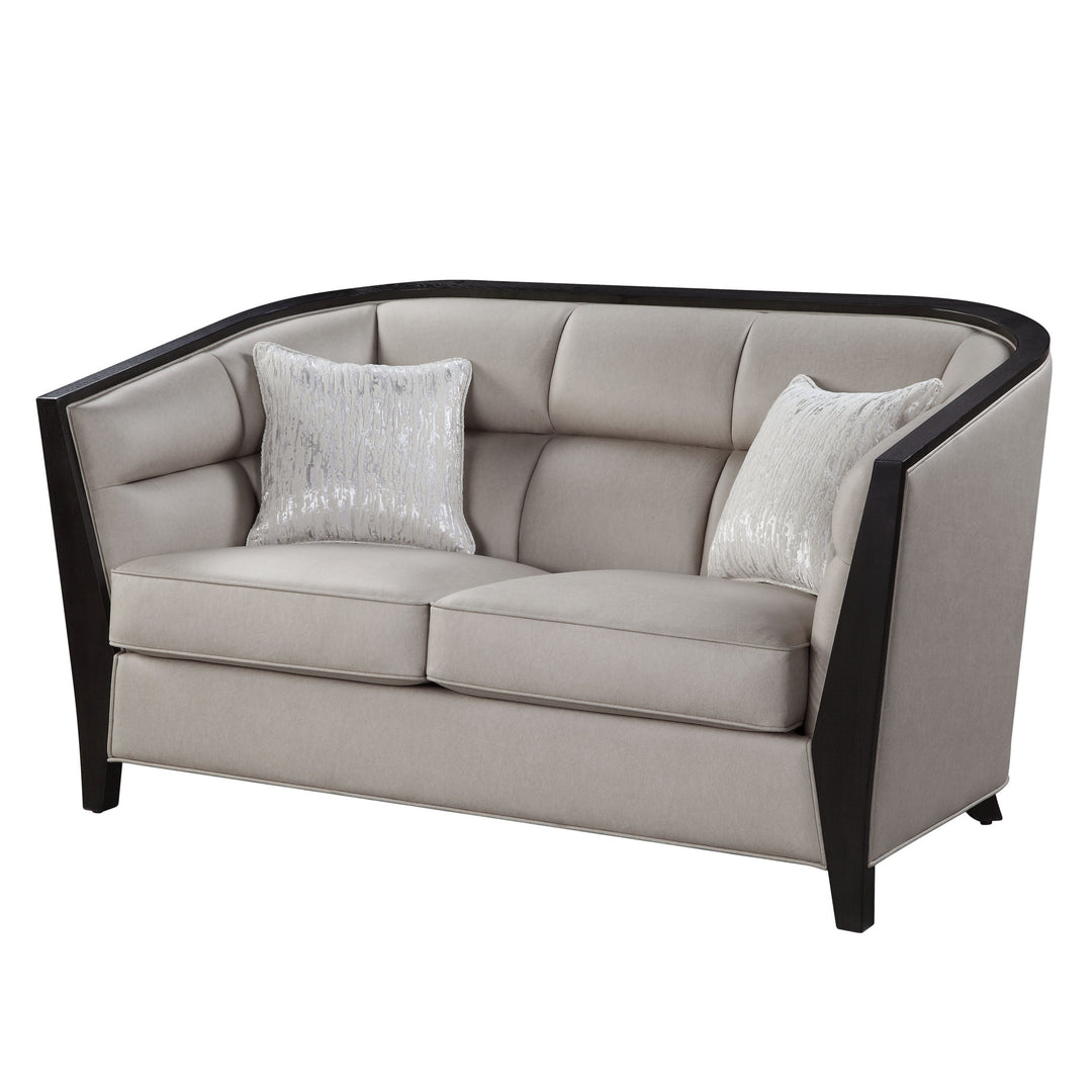 64" Beige Black Standard Love Seat