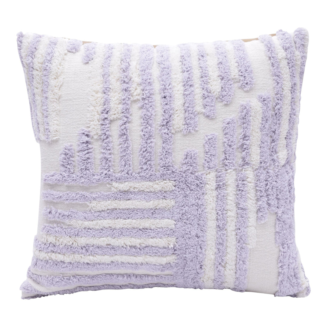 22" X 22" Purple And White 100% Cotton Striped Zippered Pillow