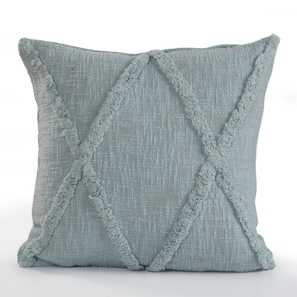 20" X 20" Gray 100% Cotton Diamond Zippered Pillow