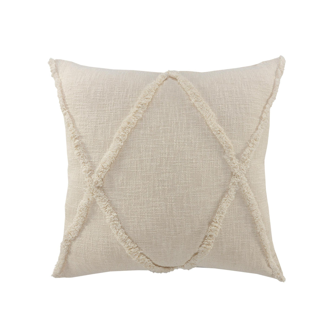 20" X 20" Ivory 100% Cotton Zippered Pillow