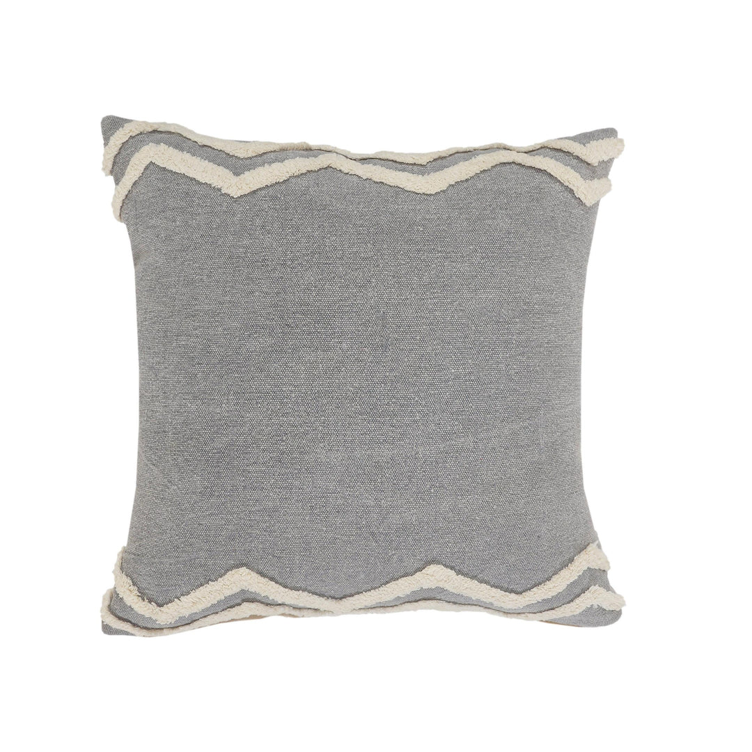 20" X 20" Light Gray Micro Chip Gray And White 100% Cotton Chevron Zippered Pillow