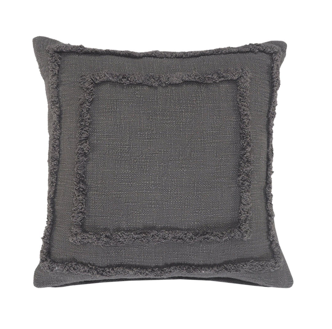 20" X 20" Dark Gray 100% Cotton Geometric Zippered Pillow