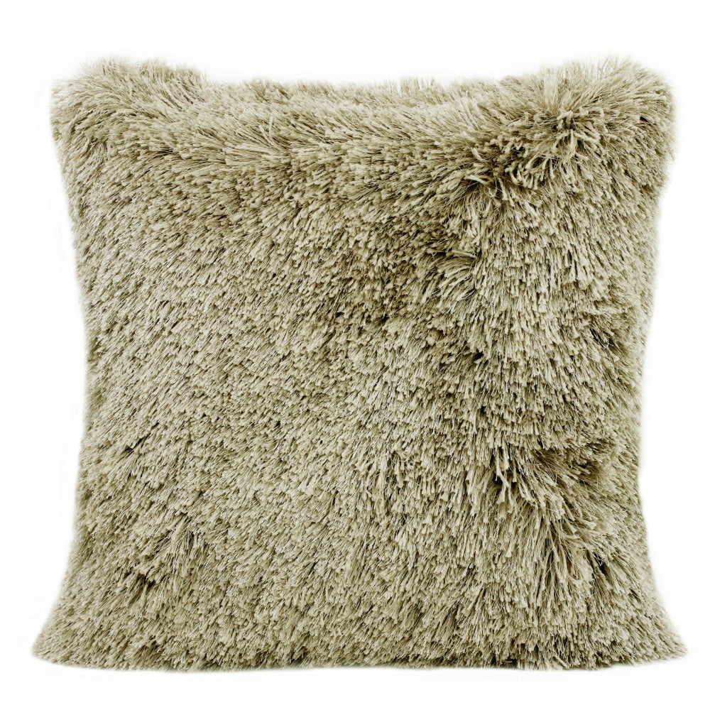 20" X 20" Taupe Polyester Zippered Pillow