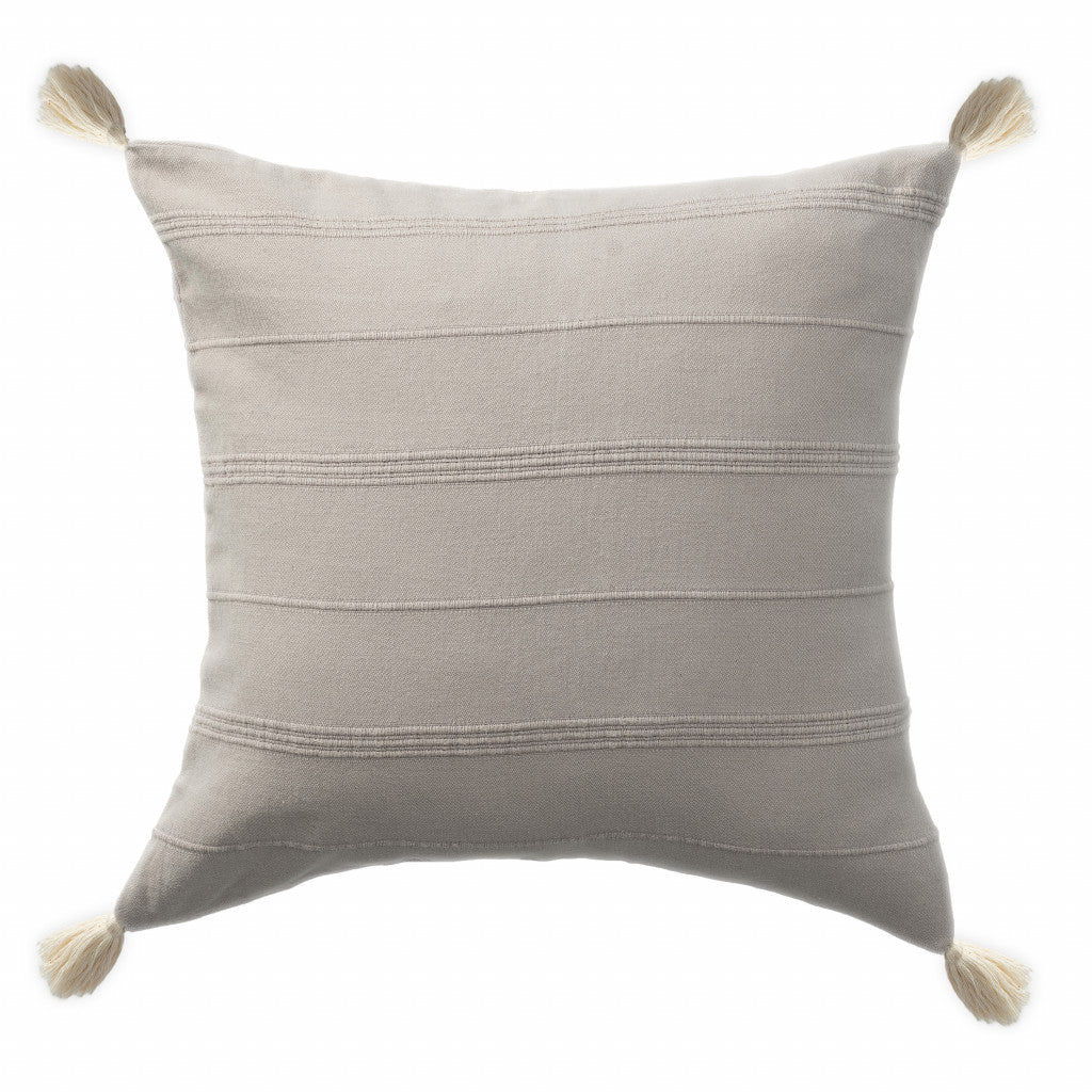 18" X 18" Beige 100% Cotton Zippered Pillow