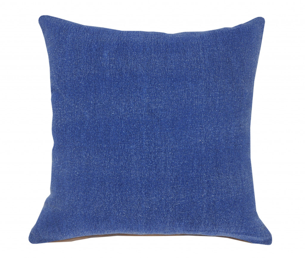 20" X 20" Classic Blue 100% Cotton Zippered Pillow