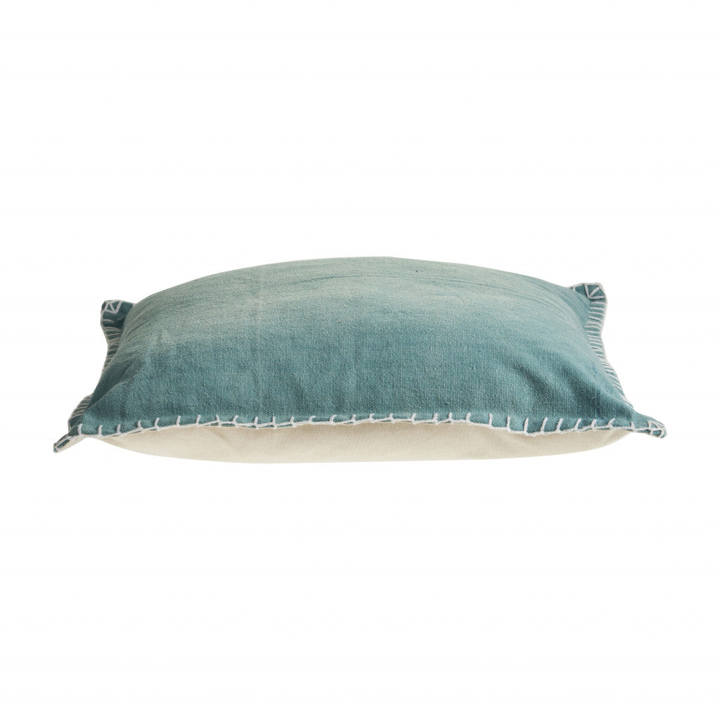 24" X 24" Teal 100% Cotton Zippered Pillow