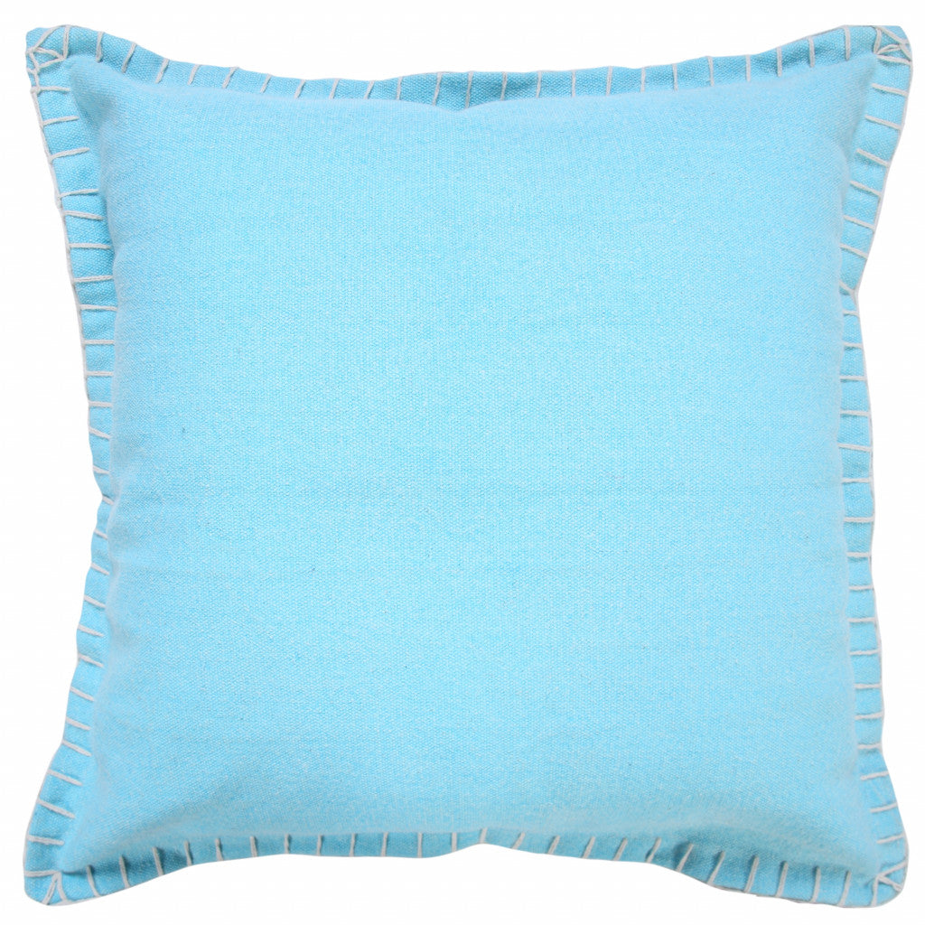 20" X 20" Bright Blue 100% Cotton Zippered Pillow