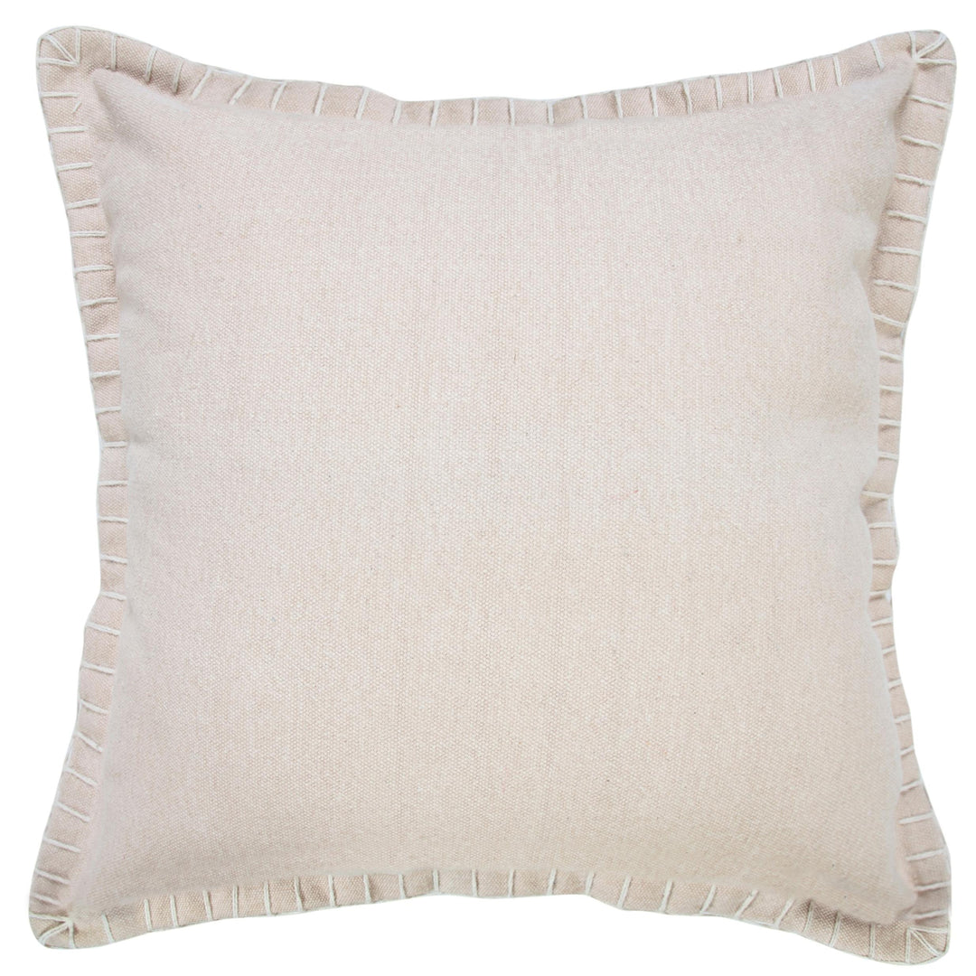 20" X 20" Beige 100% Cotton Zippered Pillow