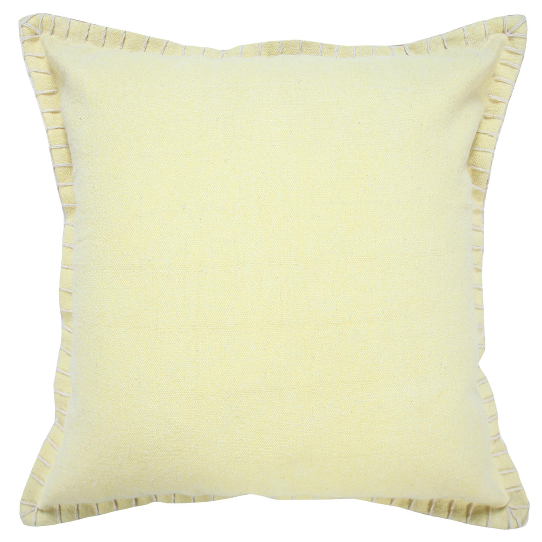 20" X 20" Light Yellow 100% Cotton Zippered Pillow