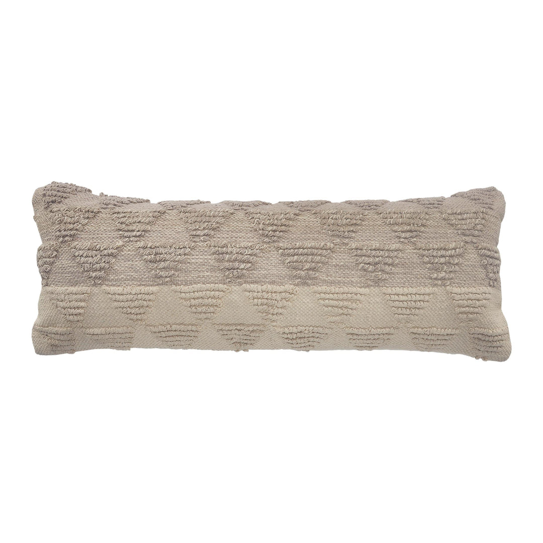 18" X 18" Taupe And Beige 100% Cotton Geometric Zippered Pillow