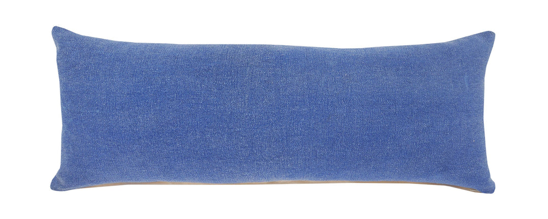 14" X 36" Classic Blue 100% Cotton Zippered Pillow