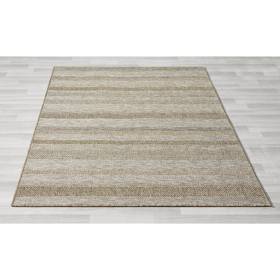 8' X 10' Gray Striped Handmade Indoor Outdoor Area Rug