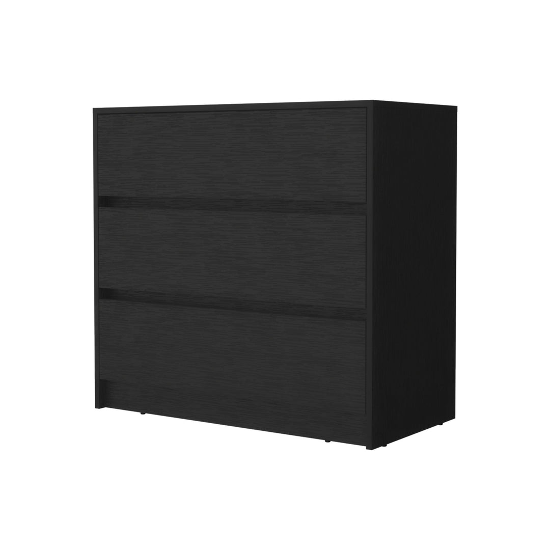 33" Black Manufactured Wood Three Drawer No Handles Dresser