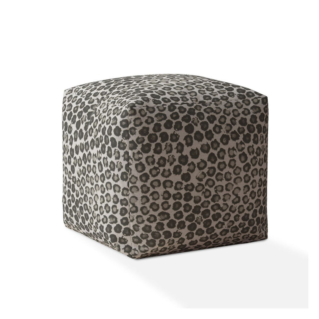 17" Beige Flax Floral Pouf Ottoman