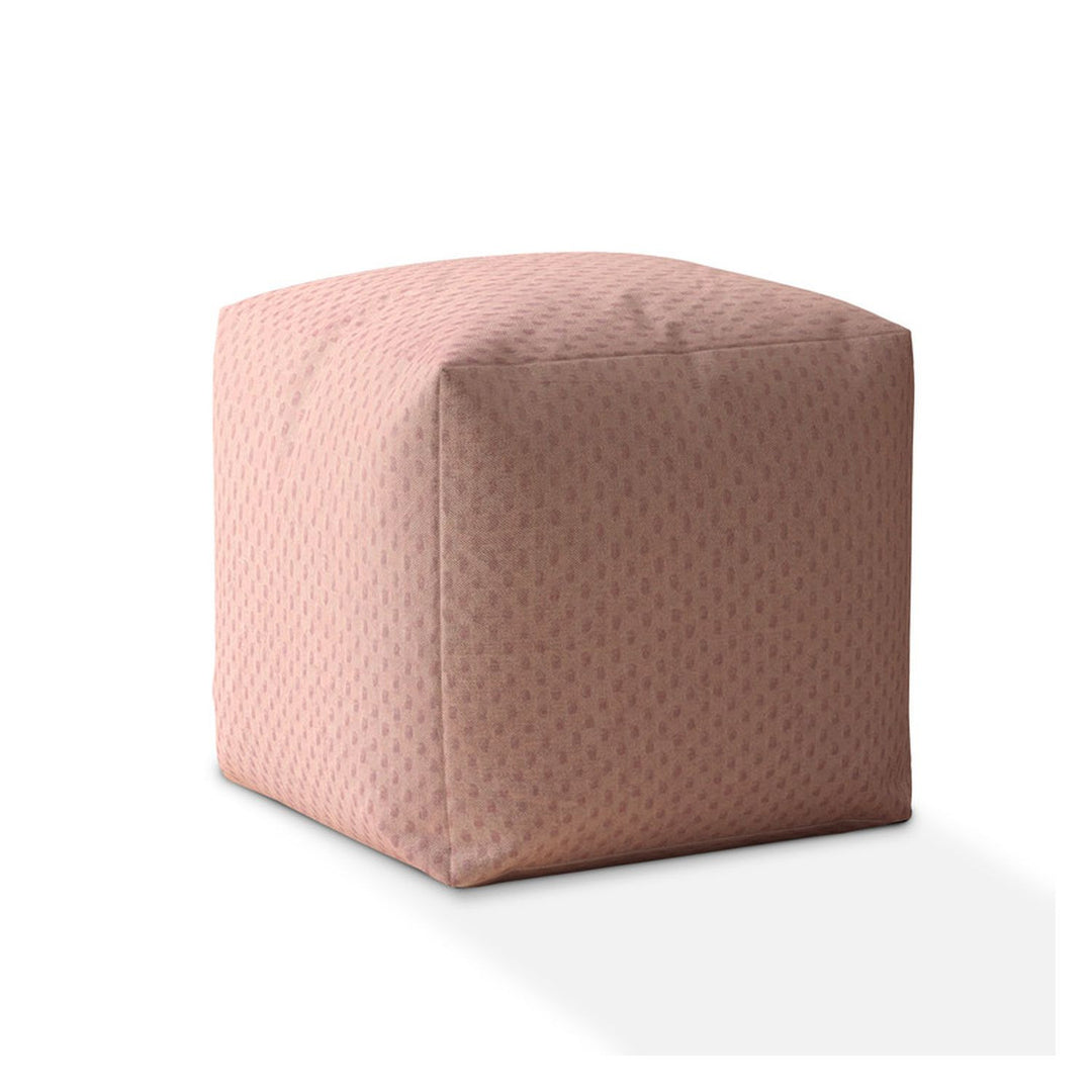 17" Pink Polyester Pouf Ottoman