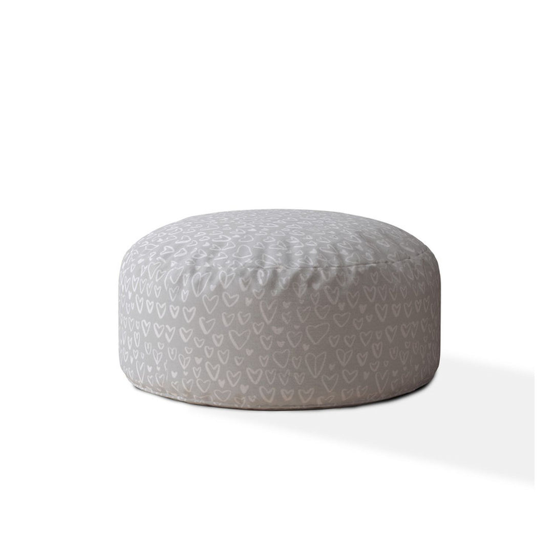 24" Gray Cotton Round Abstract Pouf Cover