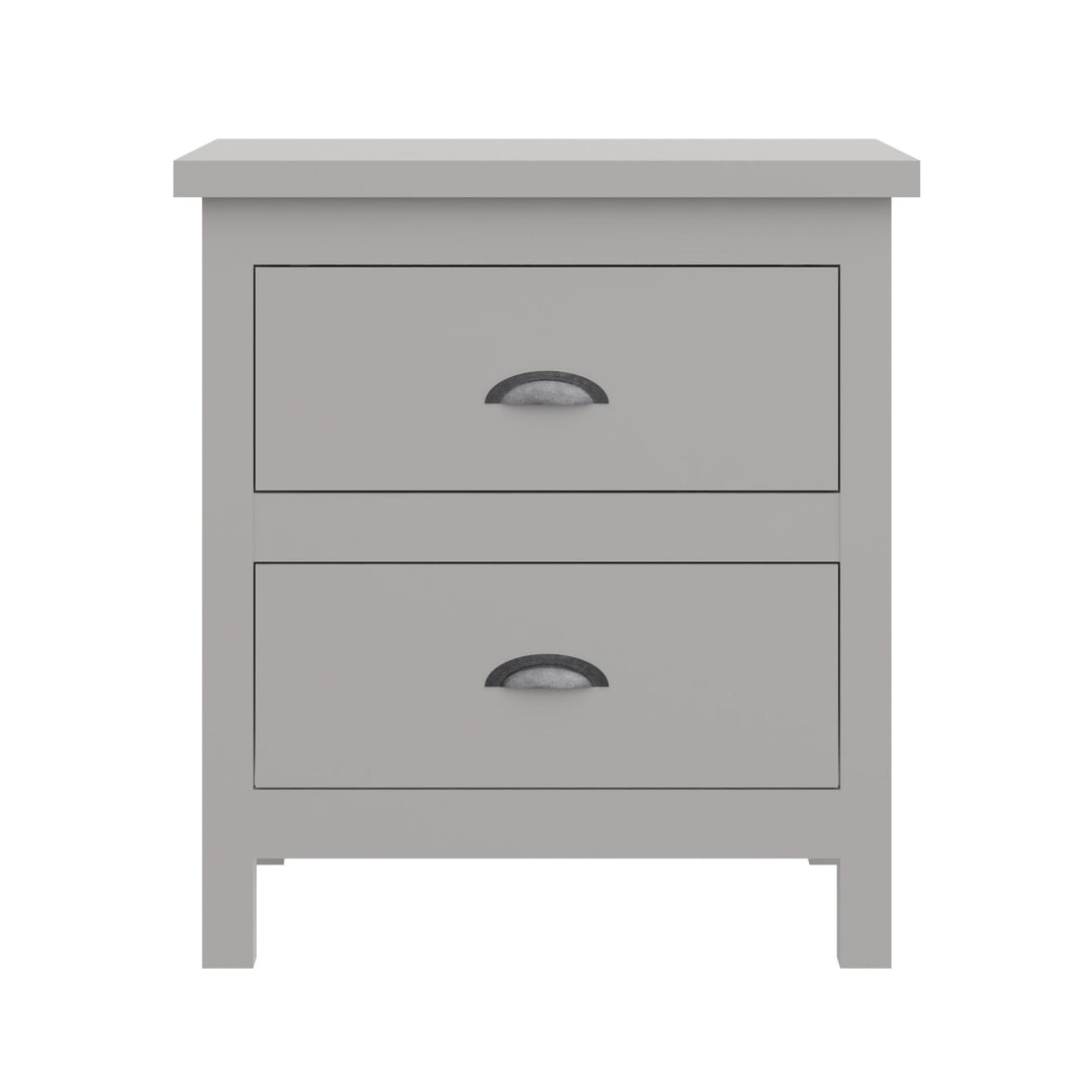 16" Gray Two Drawer Solid Wood Nightstand