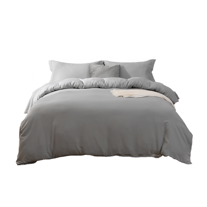 Light Gray King Microfiber 1400 Thread Count Machine Washable Duvet Cover Set