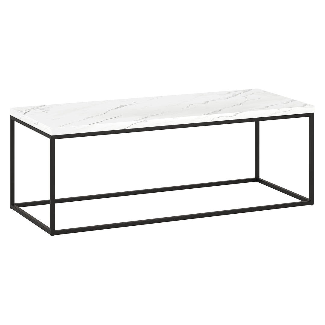 48" Black And White Faux Marble Rectangular Coffee Table