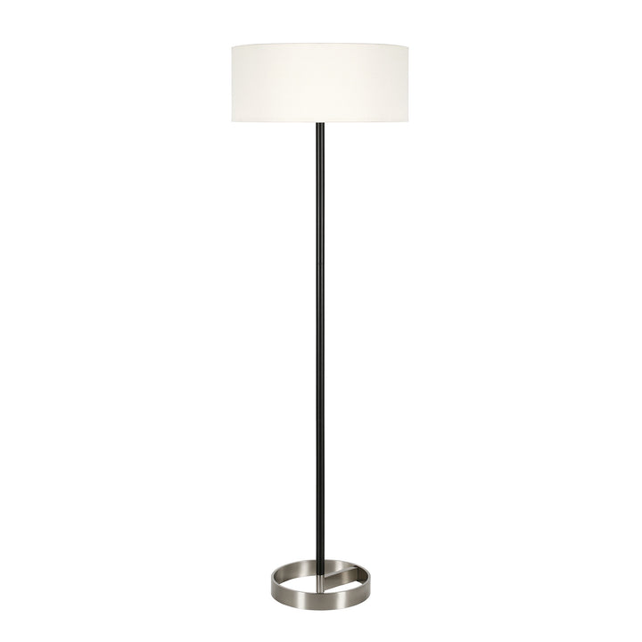 62" Black Traditional Shaped Floor Lamp With White Frosted Glass Drum Shade