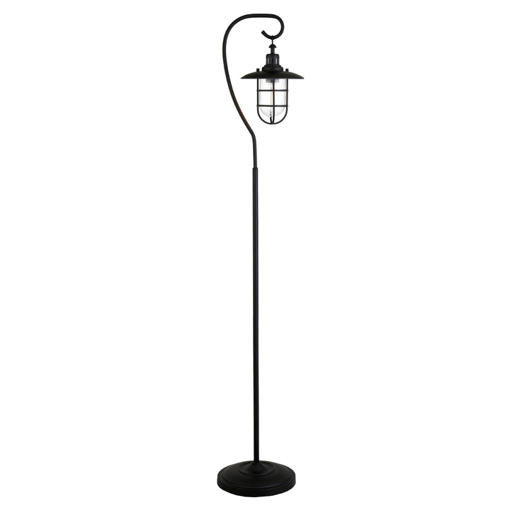 63" Black Arched Floor Lamp With Clear Transparent Glass Globe Shade