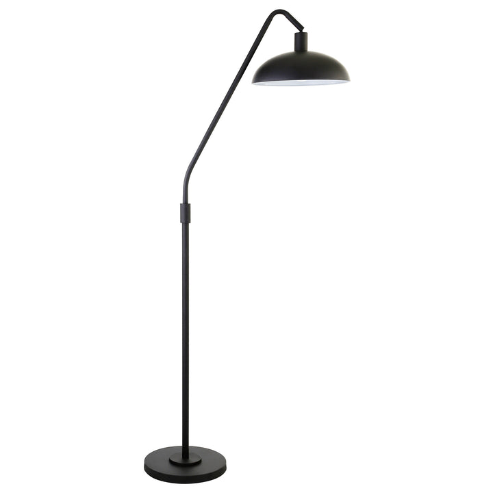 66" Black Reading Floor Lamp With Black Bowl Shade