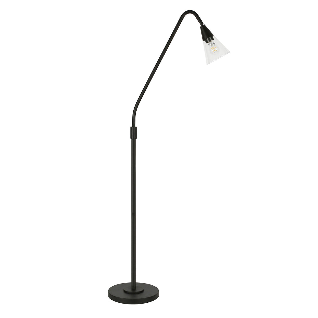 65" Black Reading Floor Lamp With Clear Transparent Glass Dome Shade