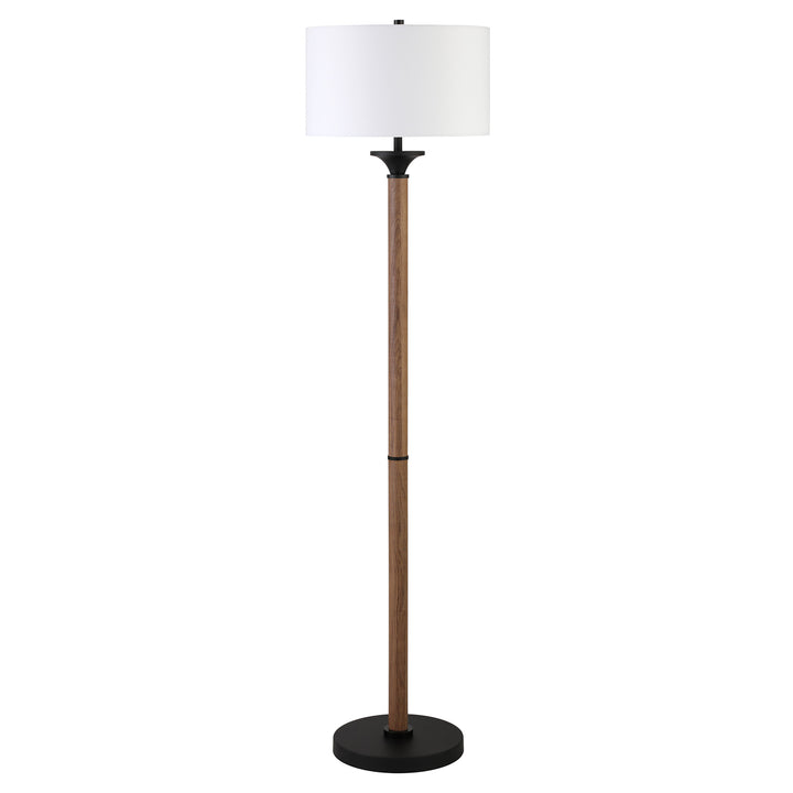 66" Black Traditional Shaped Floor Lamp With White Drum Shade