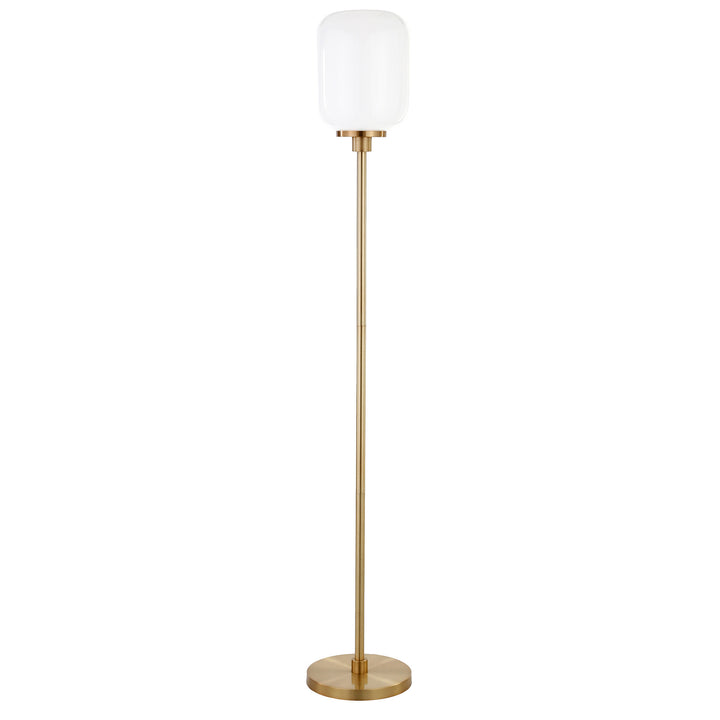 69" Brass Novelty Floor Lamp With White Frosted Glass Globe Shade