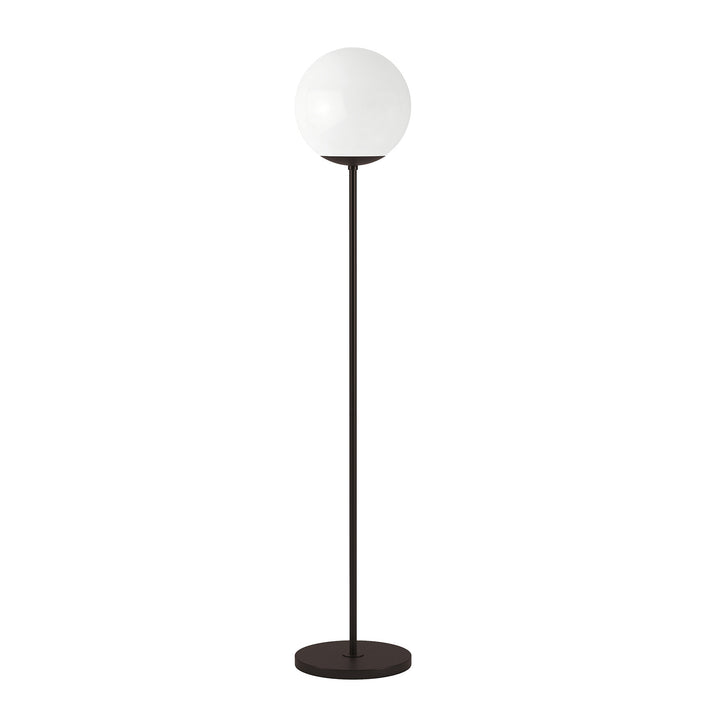 62" Black Novelty Floor Lamp With White Frosted Glass Globe Shade