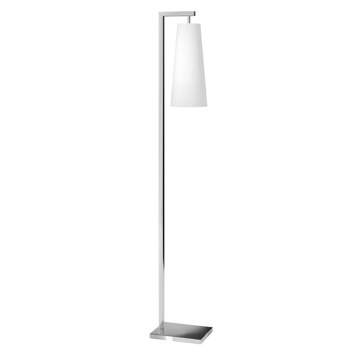 71" Nickel Reading Floor Lamp With White Frosted Glass Cone Shade