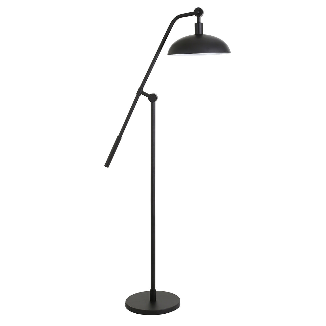 62" Black Reading Floor Lamp With Black Dome Shade