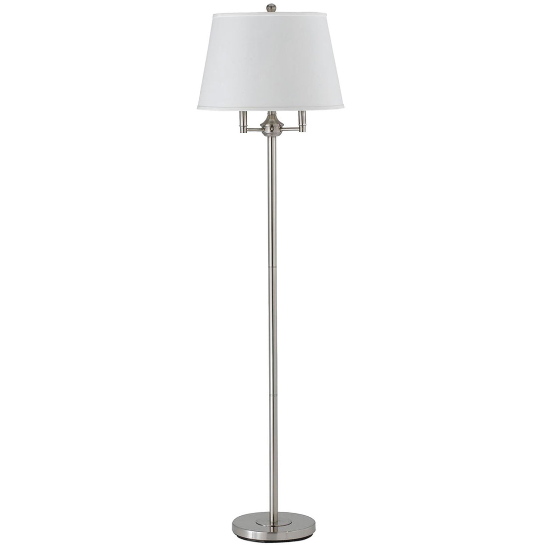 62" Nickel Four Light Traditional Shaped Floor Lamp With White Square Shade